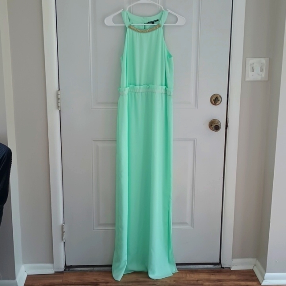 Gianni Bini bright mint green formal/semi formal prom halter style dress size XS